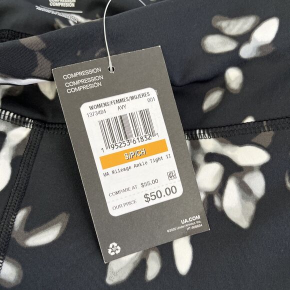 New Under Armour Compression Ankle Leggings Floral Print Athletic Size Small NWT - Picture 5 of 9